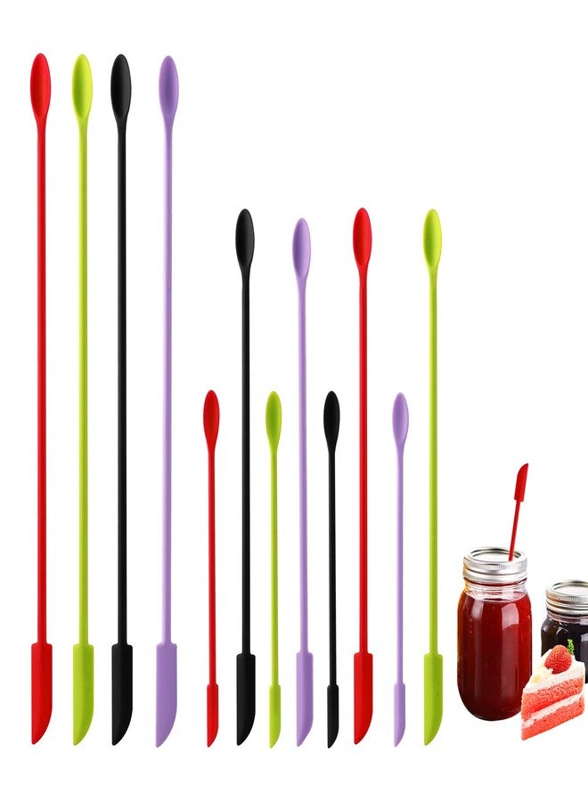 Cositina 12 Pack Mini Spatula Silicone Small Thin Scooping Spoons Double-End Makeup Spatula Scraper for Jar Bottles Kitchen Beauty Cosmetic - Image 1